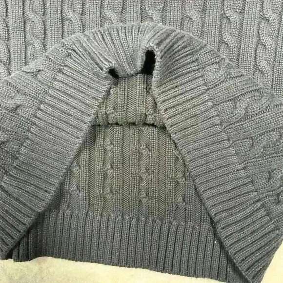 L.L. Bean Black Cozy Classic Cotton Cable Knit Sweater Women Med Petite Prepcore - Picture 7 of 8